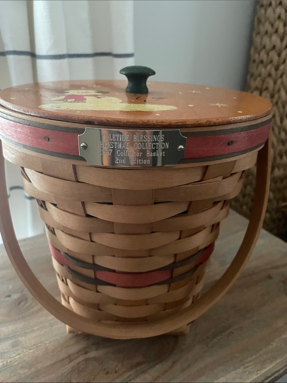 Longaberger Yuletide Blessings basket with lid 1997
